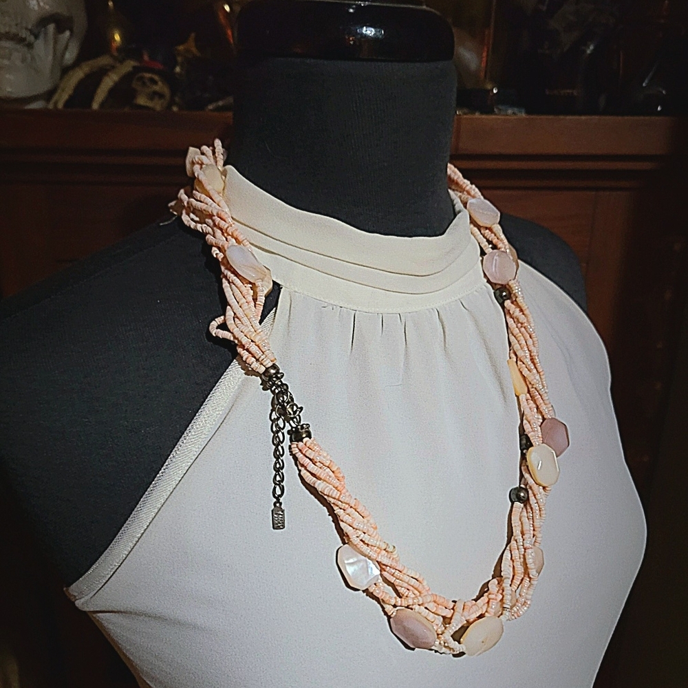 Peach Shell Multi-Strand Beaded Necklace